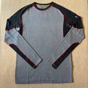 Smartwool Merino Sport Long-Sleeve Crew | Small | Gray/Red